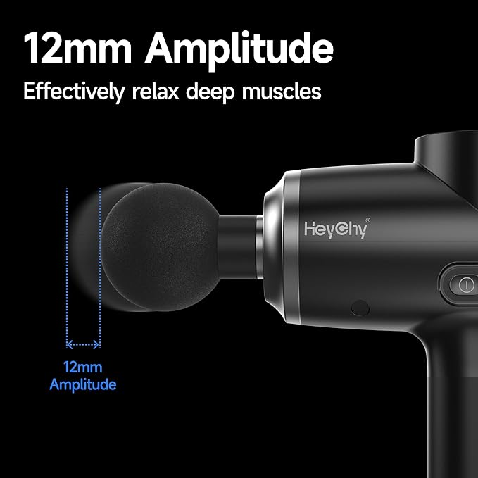 HEYCHY Percussion Massage Gun Deep Tissue with Heat and Cold Head, Portable Handheld Muscle Massager, Percussion Back Body Masajeador 12mm Amplitude for Athletes, Electric Back and Neck Massager