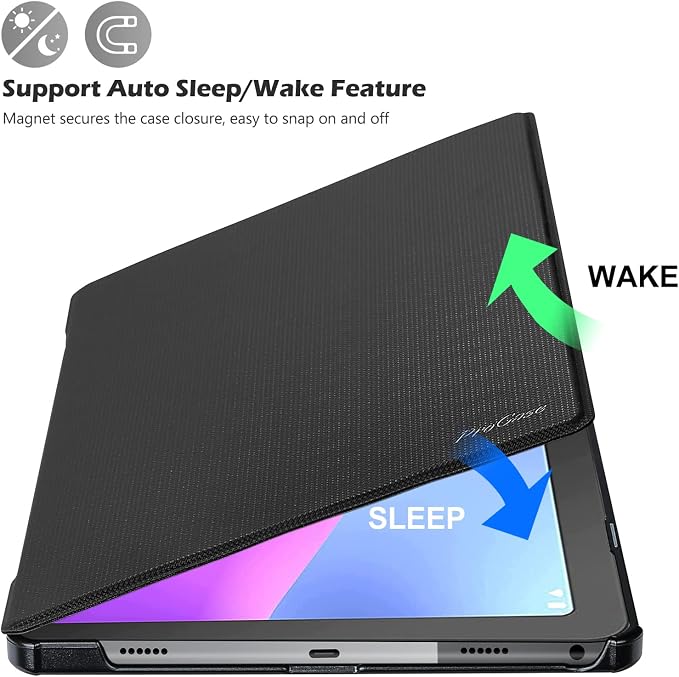 ProCase Shockproof Stand Case for Lenovo Tab M10 Plus 3rd Gen 10.6 Black | Shockproof Folio Cover Adjustable Stand Delivers Secure Protection Hands-Free Viewing Experience