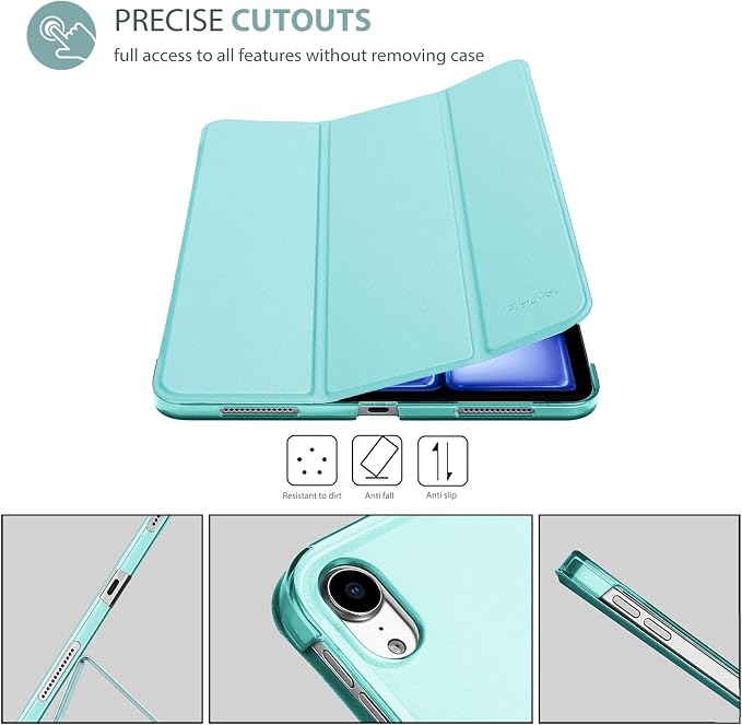ProCase Smart Case for iPad Air 11-inch M4/M3/M2 &amp Air 10.9 5th/4th Gen | Hard Back Cover with Auto Sleep/Wake Slim Lightweight Case for iPad Air 11 2026/25/24 &amp 10.9 2022/2020-Aqua