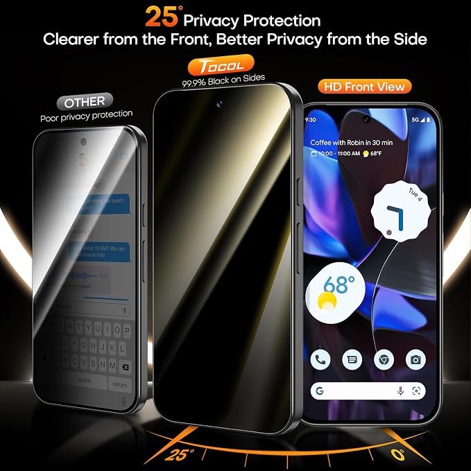 TOCOL for Pixel 2026 Screen Protector Clear | Easy Installation Bubble-Free 9H+ Tempered Glass 11FT Military Grade Shatterproof Anti-Scratch Case Friendly HD 2 Pack