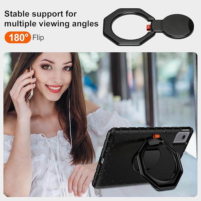 for Lenovo Idea Tab Plus Case 12.1 2025 with 360° Rotating Stand Handle and Pencil Holder New EVA Shockproof Cover for Kids Adults Home School Office Outdoor Black