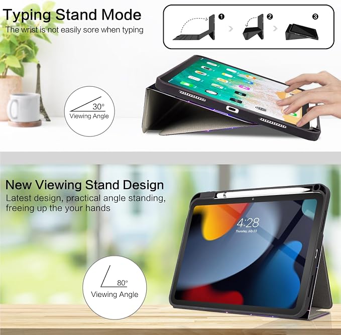 Vimorco for iPad A16 Case for iPad 11th/10th Generation Case Pencil Holder | for iPad Case 11th/10th Generation 11”/10.9” Typing Stand/4 Viewing Angles/Lightweight/Slim Auto Sleep/Wake Cyberpunk Te