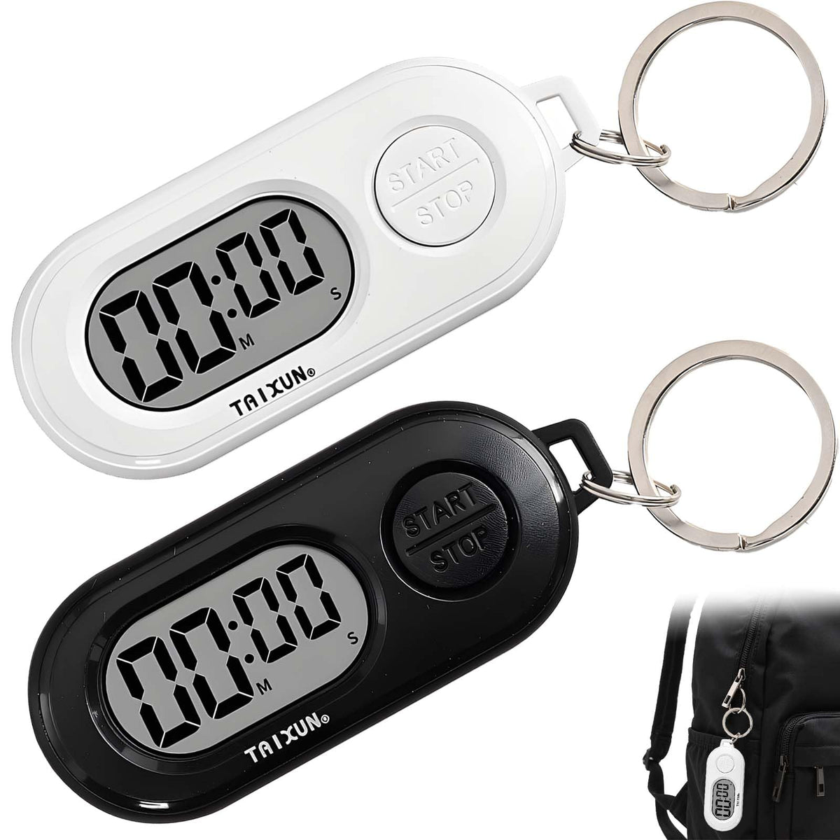 Small Digital Timer Keychain - Portable Countdown & Count-up Timer Clock for Fitness, Baking, Study, and Outdoor