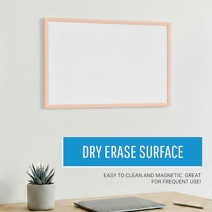MasterVision Pastel Magnetic Dry Erase White Board, 24" x 18", Salmon Pink Frame, Decorative Whiteboard for Kitchen, Dorm, or Classroom, Wall Décor for Home Office