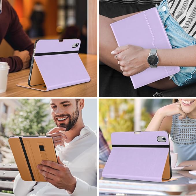 DTTO for iPad Air 11-inch Case M4/M3/M2 (2026/2025/2024) iPad Air 5th / 4th Generation (2022/2020) Premium Leather Business Folio Stand Cover with Pencil Holder - Auto Sleep/Wake Brown