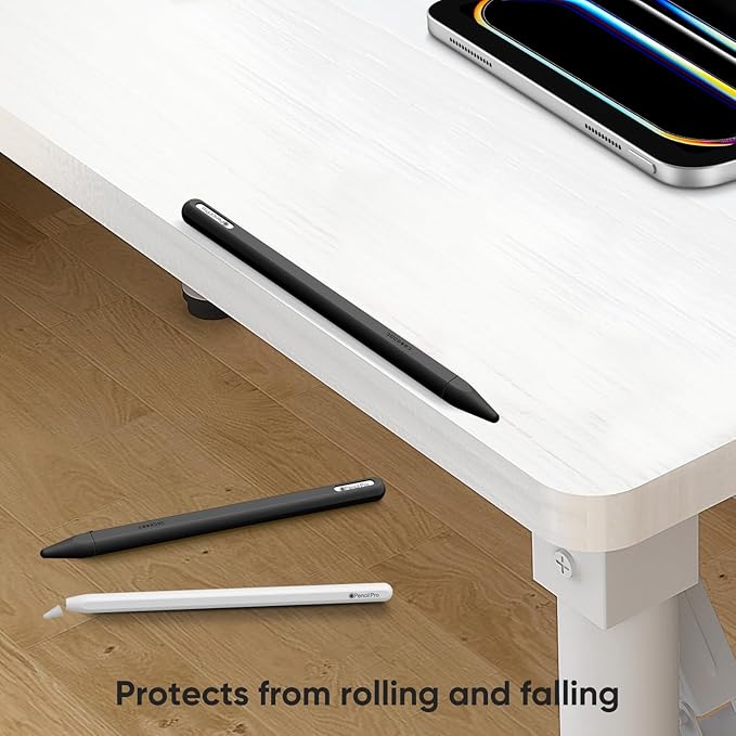 Fintie Silicone Sleeve for Apple Pencil Pro & Apple Pencil 2nd Generation, Light Pen Skin Case Cover Soft Protective Grip Holder with 2 Nib Covers Accessories, Black