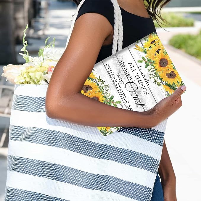 Philippians 4-13 Christian Sunflower iPad 9th/8th/7th Gen 2021/2020/2019 10.2 Inch Case - Standing Cover with Auto Sleep/Wake