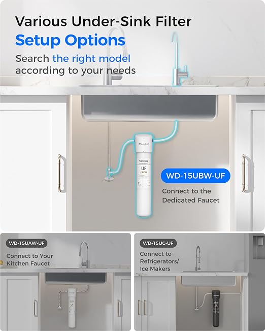 Waterdrop 15UBW-UF 0.01 μm Ultra Filtration Under Sink Water Filter System