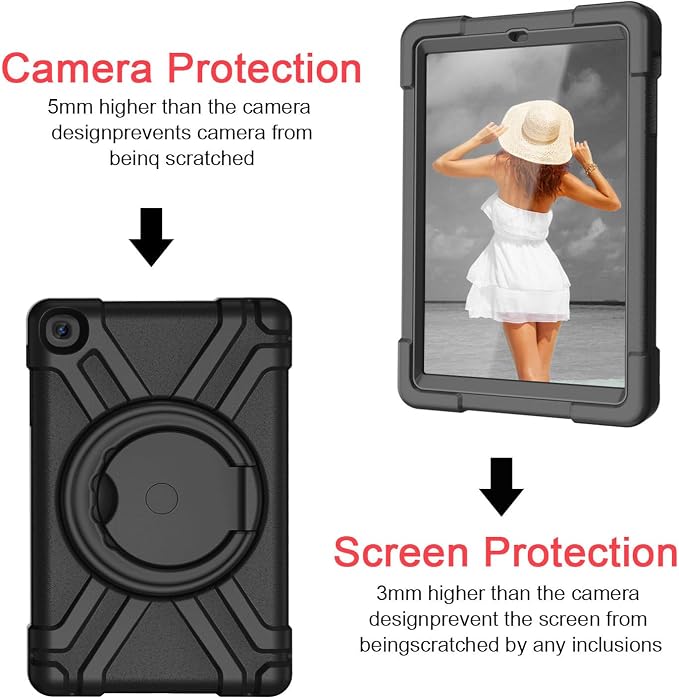 AKABEILA Compatible with Amazon Fire HD 8 2020/2022 Tablet Case，Rugged Kids Case with Stand Lightweight Shockproof Kids Friendly Tablet Cover Black