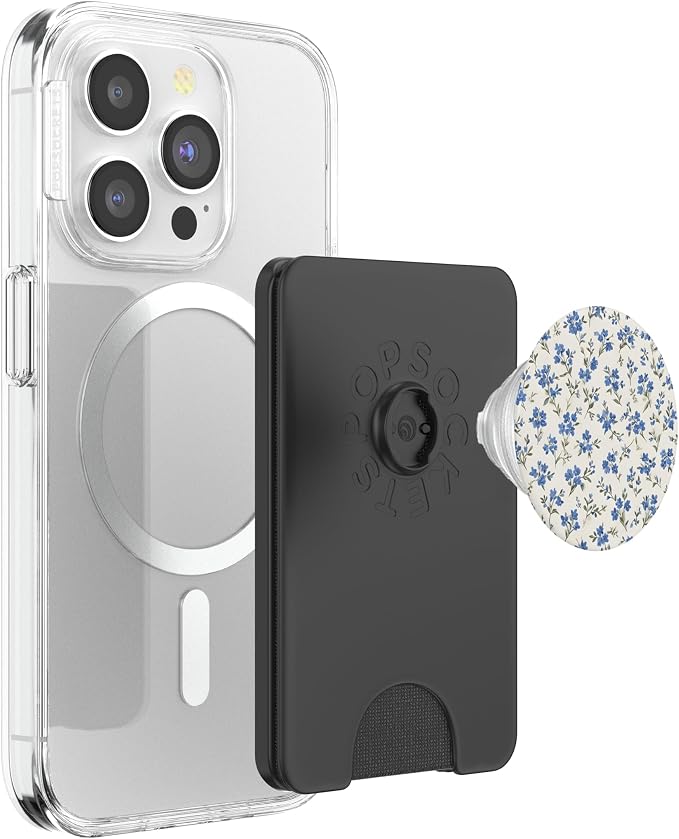 White Blue Flower Floral Pattern PopSockets Adhesive PopGrip