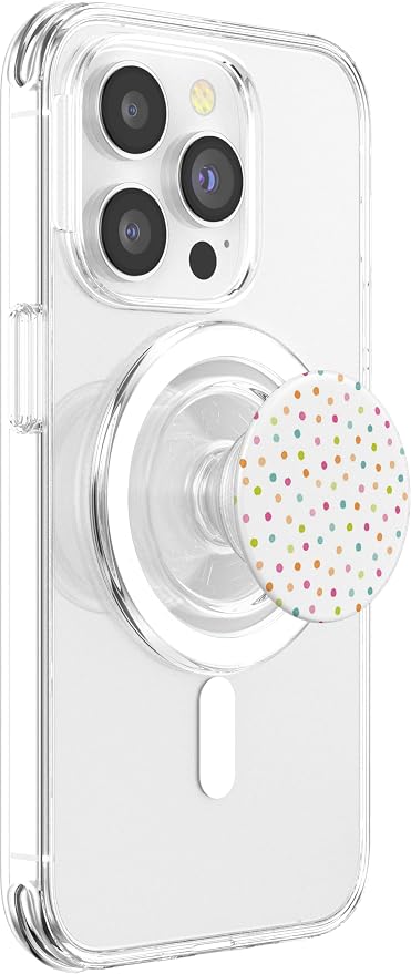 Cute Polka Dot Colorful Pattern Design on White PopSockets Adhesive PopGrip