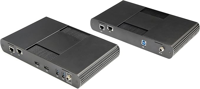 StarTech.com 4-Port USB 3.0 Extender Hub with 1x Gigabit Ethernet Port Extension Over Single Cat6a/Cat7 Cable (RJ45) - 330ft (100m) - USB Extender Kit (USB-A) - 5Gbps USB 3.2/3.1 Gen 1 (USB3004EXT2)