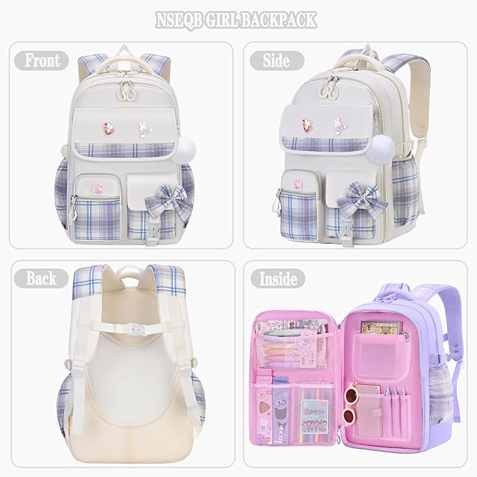 Girls Backpack,Kids School Backpack With Lunch Box Pencil Case Set,Cute Childrens Schoolbag For Girls