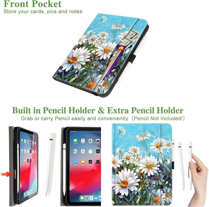 Vimorco for iPad 9th/8th/7th Generation Case 10.2-inch Pencil Holder/Pocket | for iPad Air 3rd Generation Case 10.5-inch for iPad Pro 10.5 Inch Cases Hand Strap Adjustable Angle Beach Path Scenery