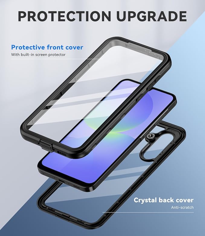 for Samsung Galaxy A16 5G Case IP68 Waterproof Built-in Screen Protector [Full Body Shockproof] Dustproof Underwater Protective Phone Case for Samsung A16 5G (Black)