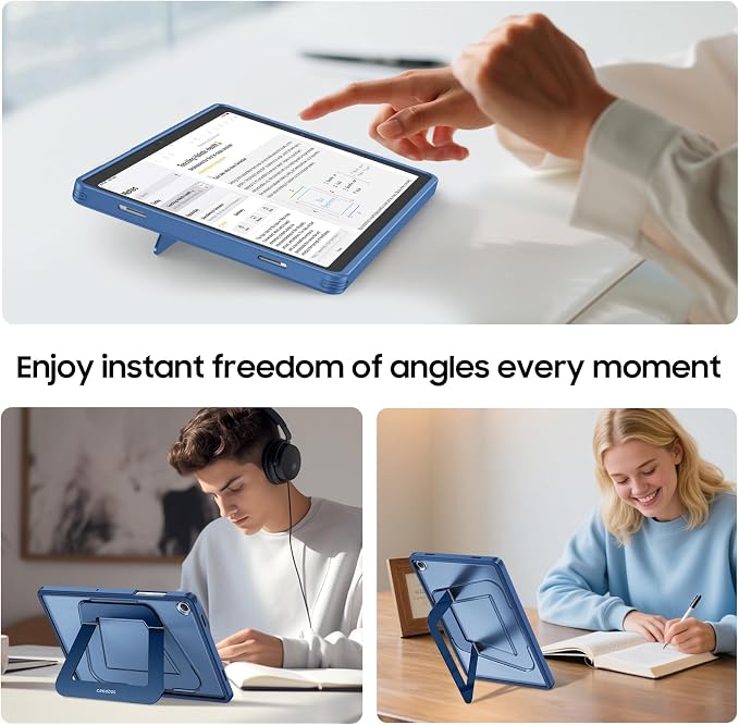 Fintie Multi-Angle Kickstand Case for Samsung Tab A11+/A9+ 11 in Black | Dual-Axis Aluminum Stand PC &amp TPU Protection Slim Frosted Hard Cover with Anti-Scratch Surface Stable Viewing Angles
