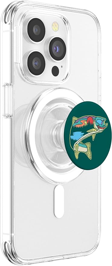 Nature Trout Illustration Vintage Fly Fishing Retro Design PopSockets Adhesive PopGrip