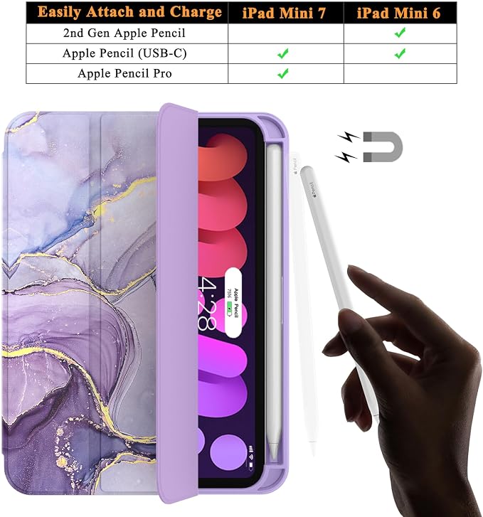 Soke Case for iPad mini (A17 Pro) 7th/ 6th Generation (Book Wine) | Built-in Apple Pencil Slot fit iPad Mini 2024 and 2021 8.3 inch Auto Sleep/Wake