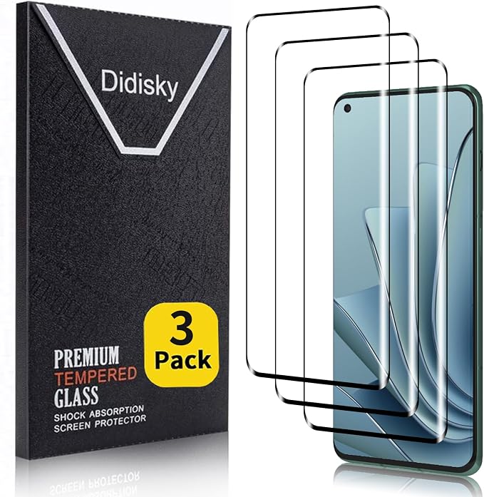 Didisky Screen Protector for Oneplus 9 Pro 3 Pack Tempered Glass Film with 2 Pack Camera Lens Protector Easy to UseScratch-Resistant9H Hardness3D Curved Full Coverage