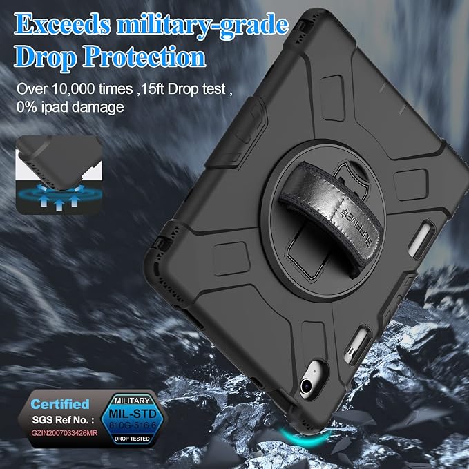 SUPFIVES Case for iPad (A16) 11th/10th Generation 2022/2025 Full-Body Drop Protection Cover for iPad 10th Gen 10.9/11 inch with Screen Protector 360° Rotate Stand Shoulder Strap Pencil Holder