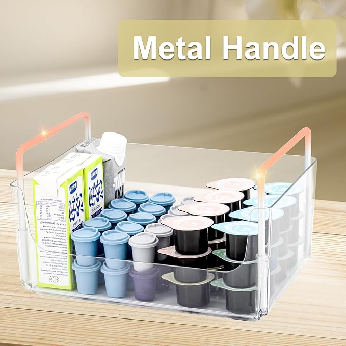 Clear Makeup Organizer Tray with Handles Bathroom & Vanity Storage for Cosmetics, Skincare - Countertop Organizer Kitchen Cabinet Storage Tray
