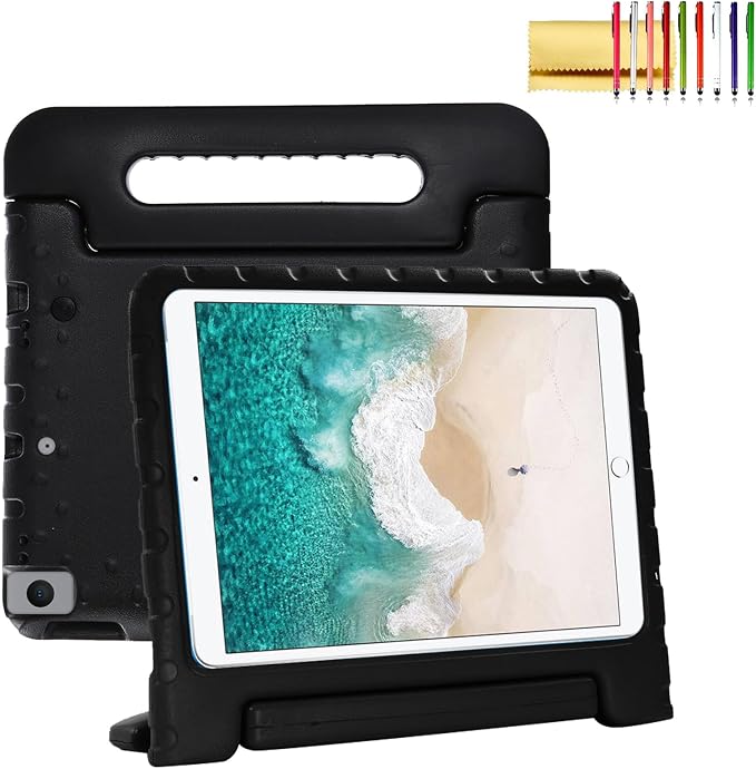Dteck Kids Case for iPad 10.2 - Shockproof Rugged EVA Handle Stand Child Proof Case for iPad 9/8/7 Generation Black
