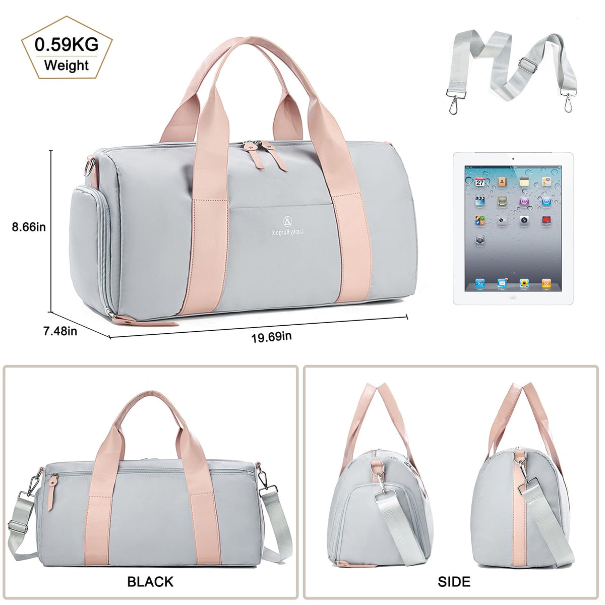 Gym Bag for Women, Duffle Bag for Travel with Shoe Compartment and Wet Pocket, Lightweight Carry on Weekender Duffel Bags, Water Resistant