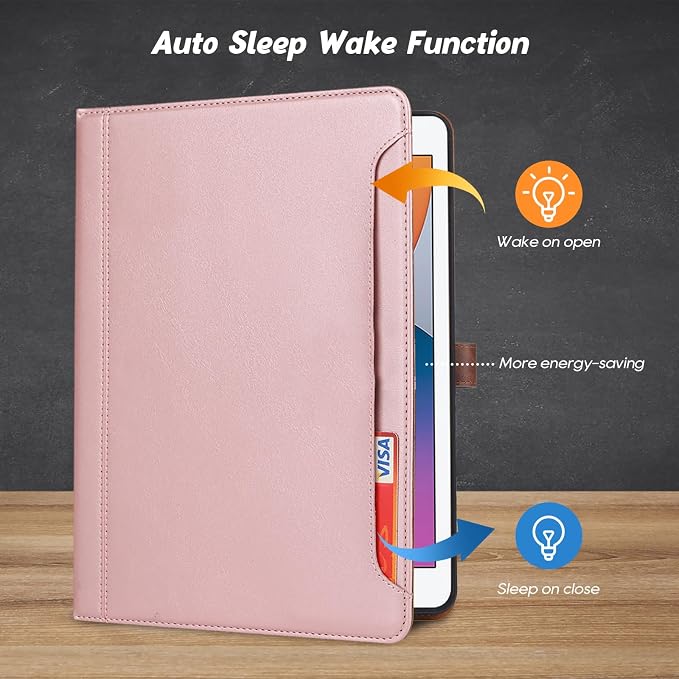 Flip Case for Apple iPad 10.2 9th 8th 7th Generation 2021/2020/2019 Pencil Holder Smart Cover Auto Sleep Wake Protective Documents Pocket Stand Snap Closure Case for iPad 10.2 Inch Black