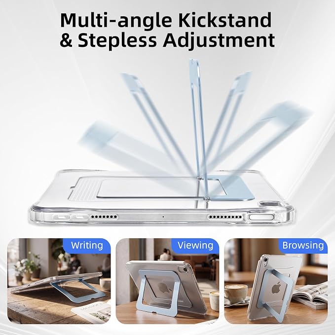 Kickstand Case for iPad mini 7 A17 Pro Slim Protective Clear Cover for iPad mini 7th/6th Generation 8.3 Inch 2024/2021 Sturdy Adjustable Multi-Angle Stand Blue