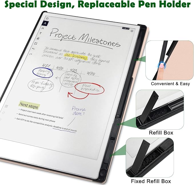 Case for Remarkable Paper Pro Tablet 11.8 (Released in 2024) Hard Back Shell Protective Book Folio Cover with Built-in Pen Holder with Auto Sleep/Wake Function.