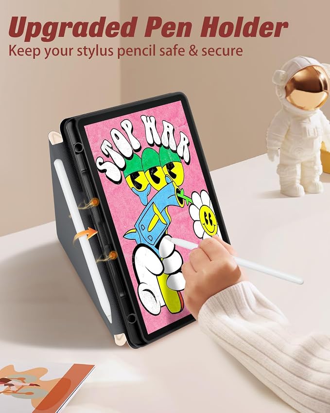 for Samsung Galaxy Tab A9 Plus Case with Pen Holder - for Girls Women Boys Cute Cartoon Cool Anime Kawaii Fun Protector Stand Folio Moon Cat
