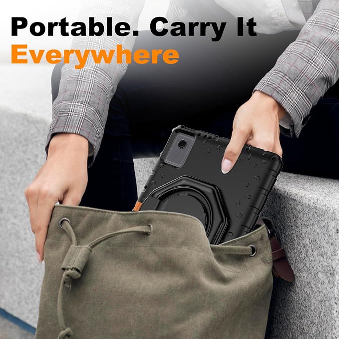 for Lenovo Idea Tab Plus Case 12.1 2025 with 360° Rotating Stand Handle and Pencil Holder New EVA Shockproof Cover for Kids Adults Home School Office Outdoor Black