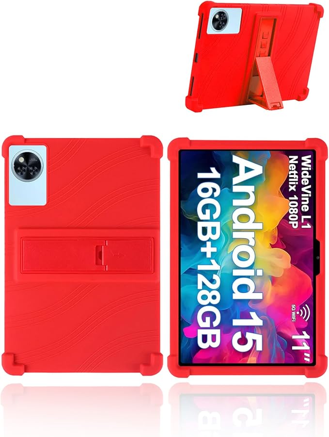 for DOOGEE U11 2025 New Tablet 11'' Android 15 Tablet Model CaseSoft Silicone Adjustable Stand Cover Lightweight Kids FriendlyBlack.