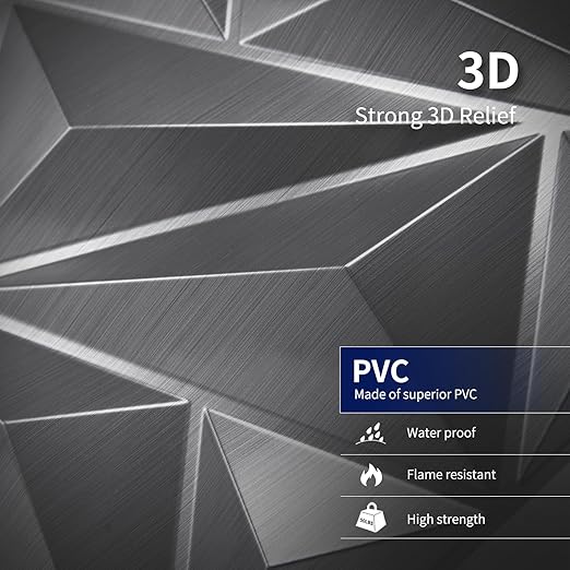 Art3dwallpanels 33 Pack 3D Wall Panel Diamond for Interior Wall Décor, PVC Textured Wall Panels, 12''x12'' Cover 32.Sq.Ft. Silver