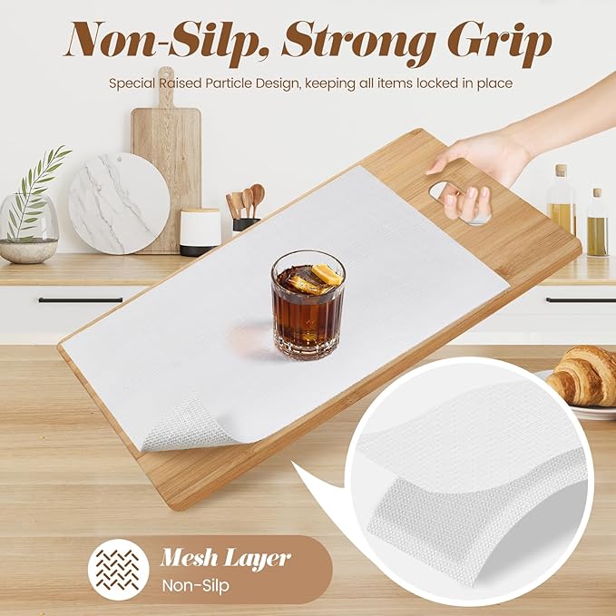 Drawer Shelf Liner for Kitchen Cabinets, Non Adhesive Slip Resistant Shelf Paper Easy to Clean, Strong Grip Thickened Waterproof Washable Mats for Pantry Shelves Cupboard Dresser(White, 17 in x 40 FT)