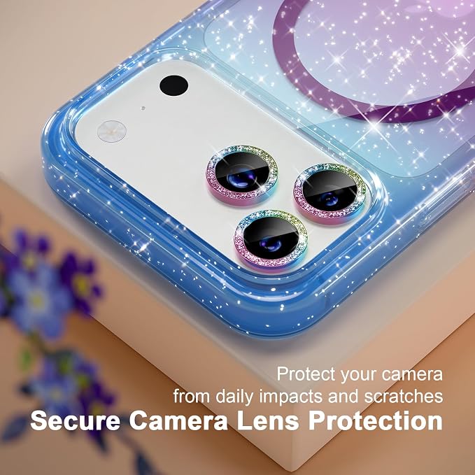 Choiche for iPhone 15 Pro Max Case Compatible with MagSafe Glitter Black | Women Girly Cute Glitter Sparkly Magnetic Phone Case with Diamond Camera Lens Protectors Military-Grade Drop Protection 6.7