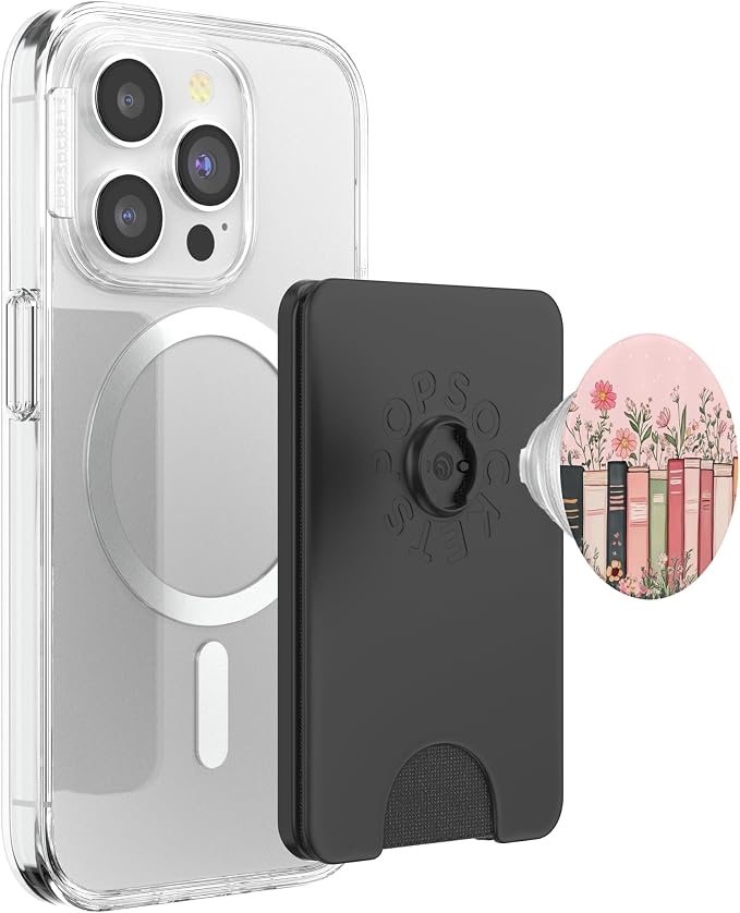 Pink Book Theme Floral Girly Book Lover Flowers PopSockets PopWallet for MagSafe