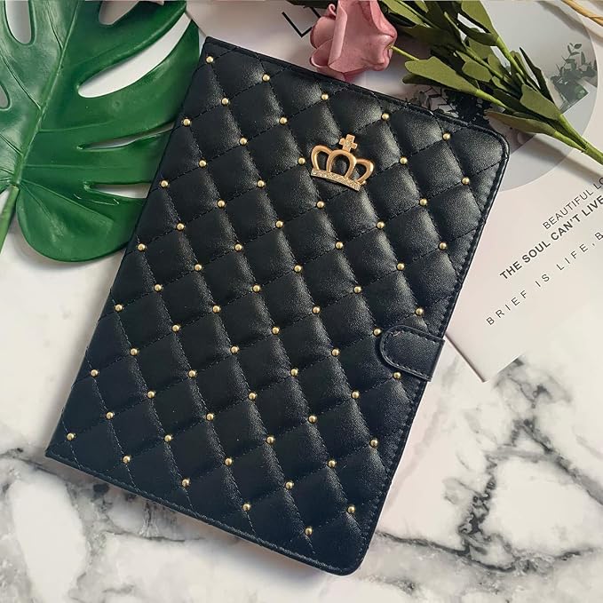 for iPad Pro 11 inch Case 2022(4th Gen)/2021(3rd Gen)/2020(2nd Gen)/2018 (1st Gen)Cute Crown Bling Diamond PU Leather Smart Auto Sleep/Wake Stand Shockproof Cover for iPad Pro 11 Inch Black