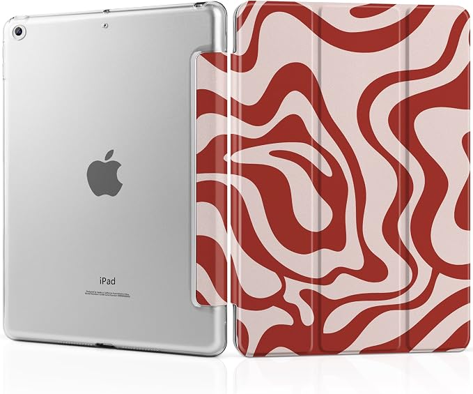 Compatible with iPad 10.2 Inch Case 2021 2020 2019 Smart Lightweight Trifold Stand Hard Plastic Transparent Cover Support Auto Sleep/Wake for iPad 10.2 9th/8th/7th Gen - Bear &amp Cherry