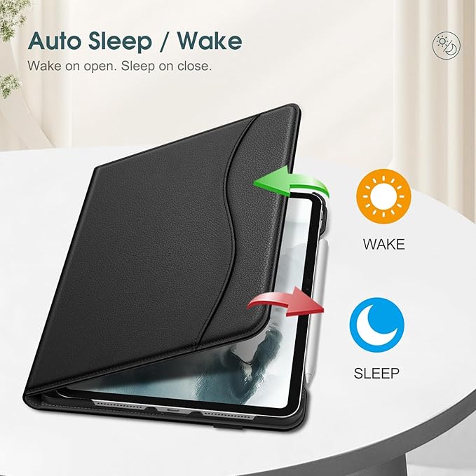 Fintie Folio Case for iPad Pro 11-inch (M5) 2025 / (M4) 2024 - Multiple Angles Viewing Stand Protective Cover with Pencil Holder & Pocket, Auto Wake/Sleep, Black