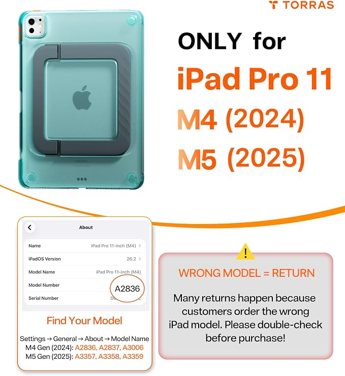 TORRAS Ostand K3 Neo for iPad Air 11 Inch Case (M4 2026 M3 2025 M2 2024) Viewing Angles AdjustableUltra Stable Stand Shockproof Protective Slim Kickstand Case with Pencil Holder Glacier Sprint