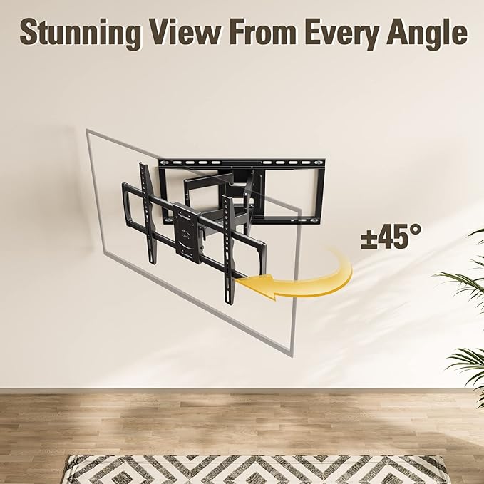 Mounting Dream Full Motion TV Wall Mount for Most 42-90 Inch TVs, Heavy Duty Wall Mount TV Bracket with 6 Strong Articulating Arms, Max VESA 600x400mm, Up to 132LBS, Fits 16/18/24'' Wood Studs, MD2298