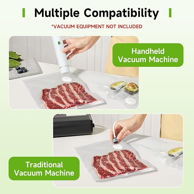 Vixino Vacuum Sealer Bags, 40 Reusable Vacuum Sealer Bags for Food, BPA-Free, Meal Prep and Sous Vide Cooking,Works for Handheld Sealer and Vac Sealer Machine with External Vacuum Systems