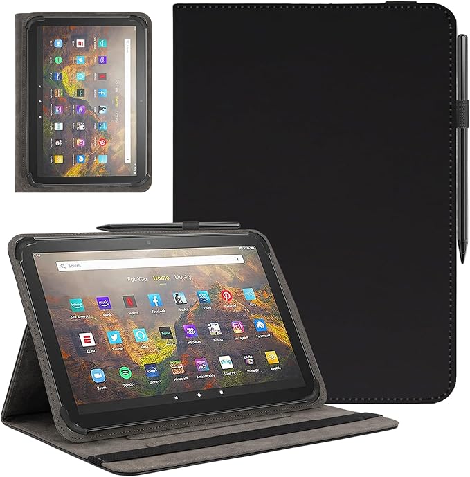 Universal 11 12 Inch Android Tablet CaseMulti-Angle Viewing Stand Stylus Holder Cover for 11-12 Touchscreen TabletBlack