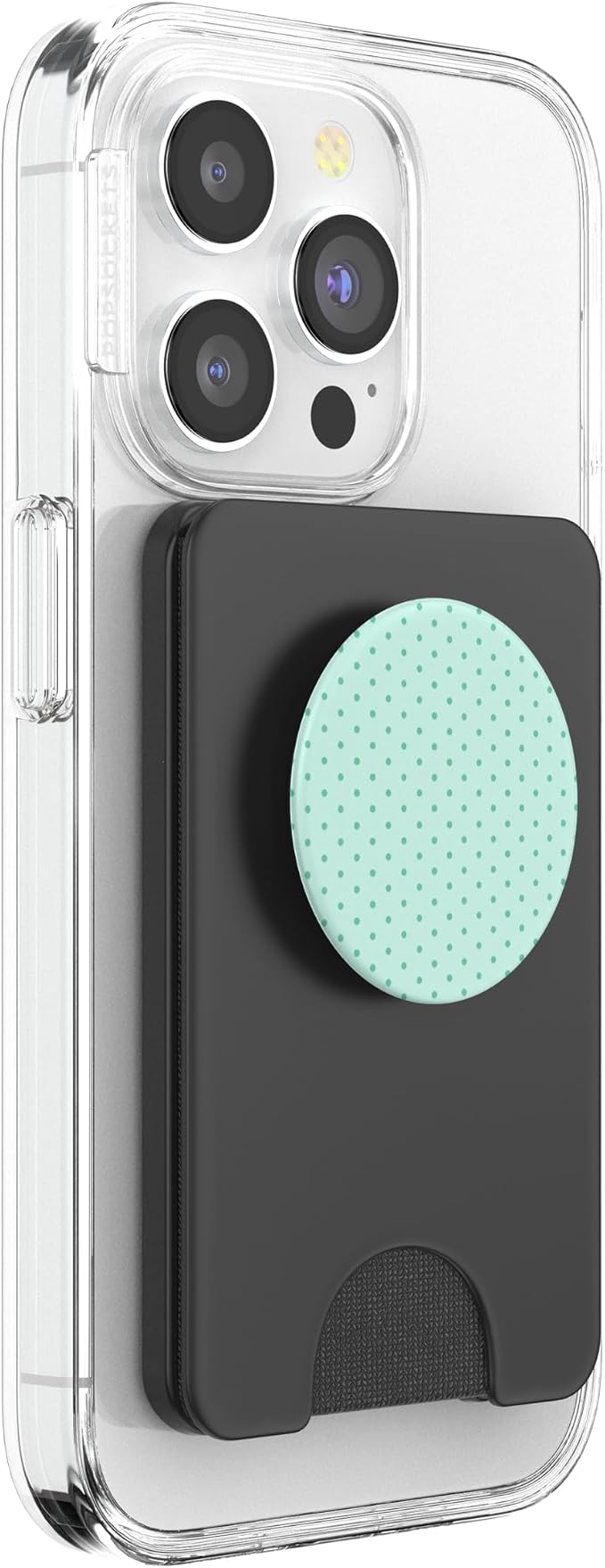 Mint Green Polka Dot Pattern PopSockets PopWallet for MagSafe
