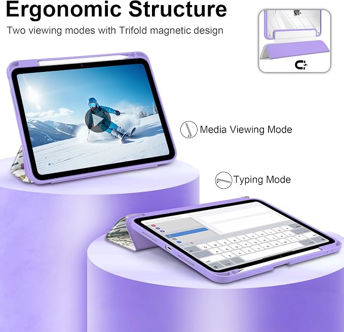 DONGKE for iPad Pro 11-Inch Case (M5 2025 / M4 2024) 6th/5th Generation [Auto Sleep/Wake &amp Pencil Pro Holder] Clear Acrylic Back Smart Trifold Stand Cover Bear &amp Cherry