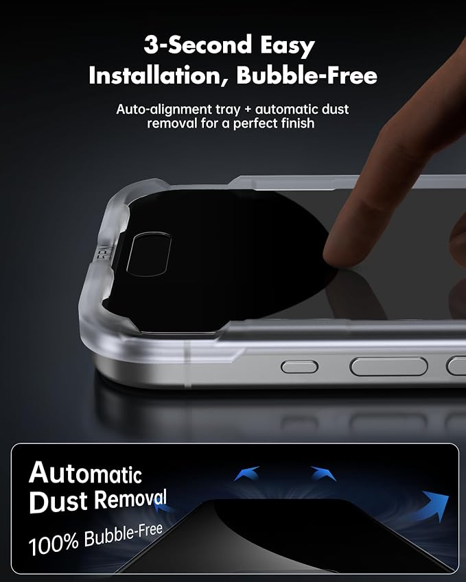 UNBREAKcable iPhone 15 Privacy Screen Protector 2-Pack Upgraded Dual-Tempered Glass + 2 Camera Lens Protectors 25° Anti-Spy Military-Grade 9H+ HD Clear Anti-Fingerprint 6.1 Inch