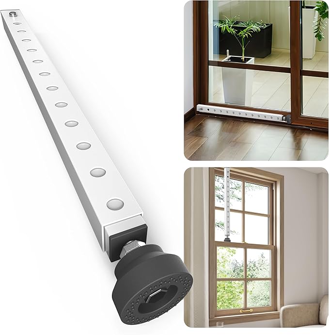 Gadgetzan Window Security Bar,17-33 inch Adjustable Sliding Door Security Bar Lock with Rubber Tips,Sliding Window Lock Bar for/Patio Glass Door/Home Apartment/Anti-Theft/Child Safety(White - 1 Pack)