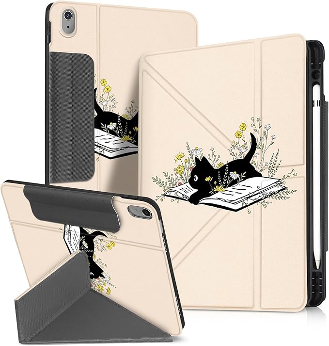 for iPad 9th/8th/7th Generation 10.2 Inch Case with Pen Holder for Boys Girls Women Men Cute Cartoon Anime Cool Funny Protector Stand Tablet Cover for Apple i Pad 7/8/9 Book Cat