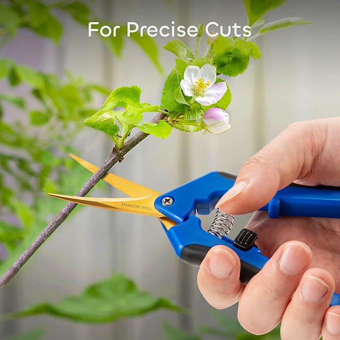 GROWNEER 3 Packs 6.5 Inch Pruning Shears with Curved Blades Trimming Scissors For Gardening Hand Pruning Snips Titanium Coated Precision Blades